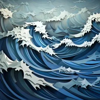 Low Poly stormy seascape in blue-grey color gradients - Image 4