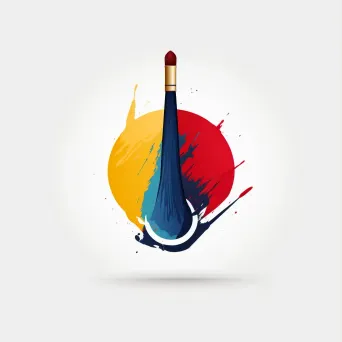 Abstract paintbrush logo design in blue, red, and yellow - Image 1