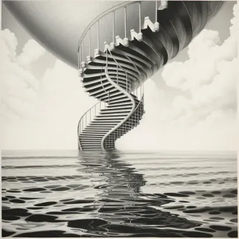 Depiction of an infinite staircase within a water droplet creating a spatial illusion - Image 2