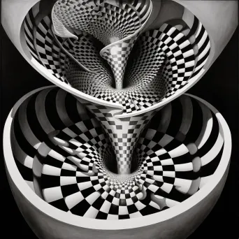 Depiction of an infinite staircase within a water droplet creating a spatial illusion - Image 3