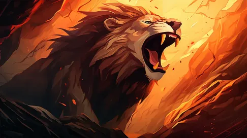 Low Poly Roaring Lion