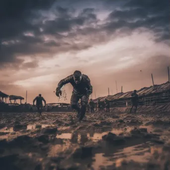 Rugby field with players in heated competition on a muddy field - Image 3