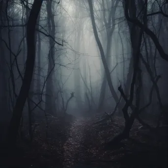 Mysterious foggy forest in black and white - Image 1