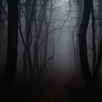 Mysterious foggy forest in black and white - Image 2