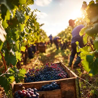 Grape Harvesting in Vineyard