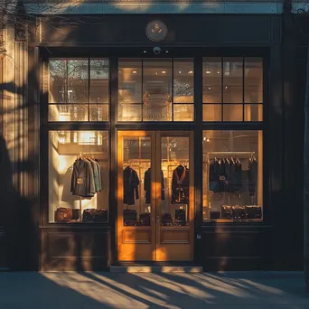 Luxury fashion store front illuminated at sunset - Image 3