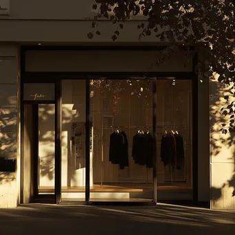 Luxury fashion store front illuminated at sunset - Image 4