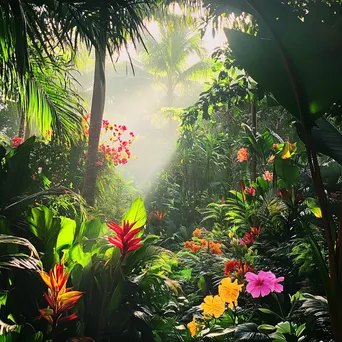 Colorful flowers and greenery on a tropical island - Image 2