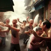 Songkran Water Festival in Thailand - People splashing water in the streets - Image 3