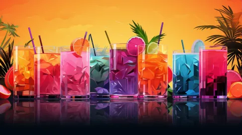 Gradient-colored tropical cocktails in low poly style - Image 3