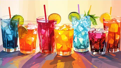 Gradient-colored tropical cocktails in low poly style - Image 4