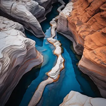 Aerial shot of a desert spring in a canyon - Image 2