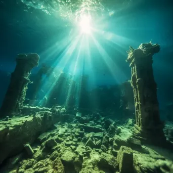 Underwater ruins of ancient civilization with glowing artifacts - Image 1