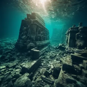 Underwater ruins of ancient civilization with glowing artifacts - Image 2