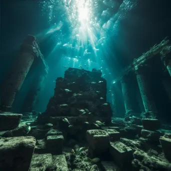 Underwater ruins of ancient civilization with glowing artifacts - Image 4