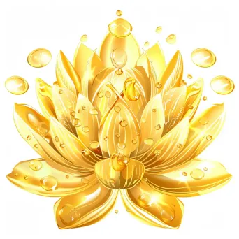 Golden lotus flower with water droplets on white background - Image 4