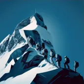 Group of mountaineers climbing snow-covered peak - Image 3