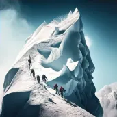 Group of mountaineers climbing snow-covered peak - Image 4