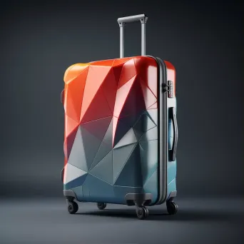 A high-fashion low poly suitcase with a vibrant geometric pattern - Image 1