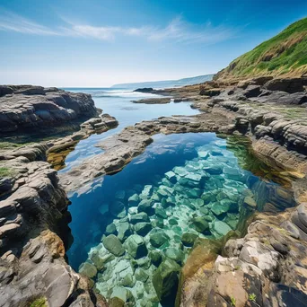 Wide view of interconnected rock pools with marine life - Image 3