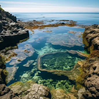 Wide view of interconnected rock pools with marine life - Image 4