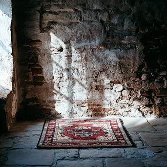 Traditional Carpet Against Stone Wall