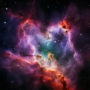 Vibrant deep space nebula with intricate structures and star formation - Image 4