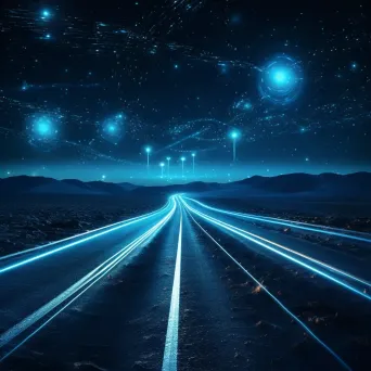 An artwork of a cosmic digital highway with luminescent pixel trails and star data points - Image 4