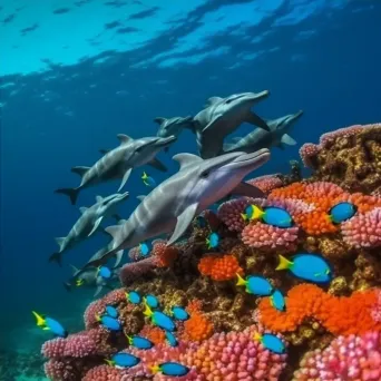 Graceful Dolphins in Coral Reef