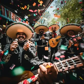 Cinco de Mayo celebration with Mexican flags and mariachi bands - Image 2