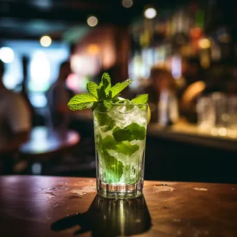 Mojito cocktail with ice and mint on a bar counter - Image 3