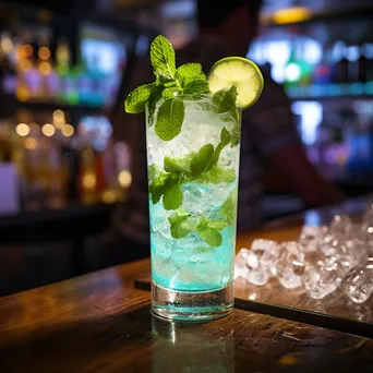 Mojito cocktail with ice and mint on a bar counter - Image 4