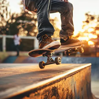 Skateboarder performing tricks in a skatepark. - Image 2