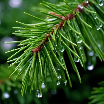 raindrops on pine needles - Image 2