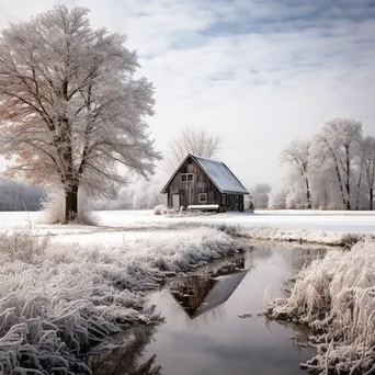 Snow-covered barn in winter landscape - Image 3