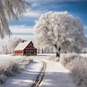 Snow-covered barn in winter landscape - Image 4