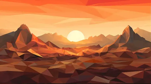 Polygonal depiction of a desert landscape at dusk - Image 1