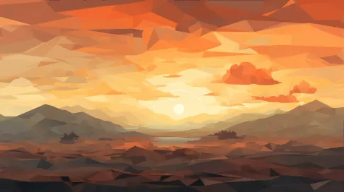 Polygonal depiction of a desert landscape at dusk - Image 3