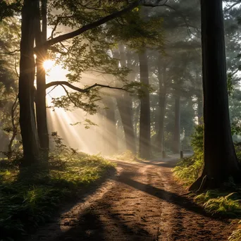 Forest pathway under sunlight and trees - Image 3