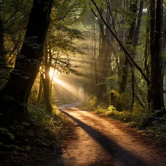 Forest pathway under sunlight and trees - Image 4