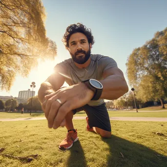 Outdoor Stretching with Fitness App