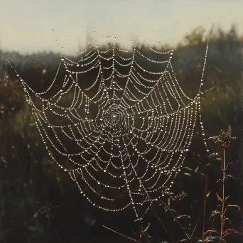 Artwork showing a delicate cobweb embellished with twinkling morning dew - Image 2