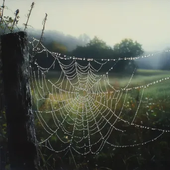 Artwork showing a delicate cobweb embellished with twinkling morning dew - Image 4