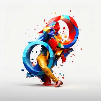 Sporty typography representing various sports equipment in vibrant low poly style - Image 2