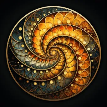 Intricate mandala artwork forming a fibonacci spiral with gradual color transitions - Image 3