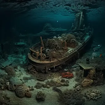 Titanic remains on seabed surrounded by darkness and marine life - Image 3