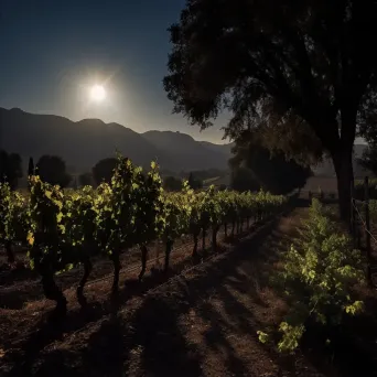 Moonlit vineyard with grapevines in shadows - Image 2