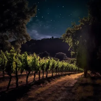 Moonlit vineyard with grapevines in shadows - Image 3