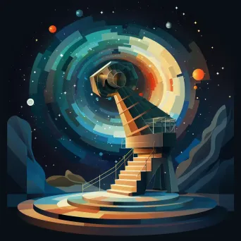 Low poly artwork of a telescope viewing a far-off spiraling galaxy - Image 4