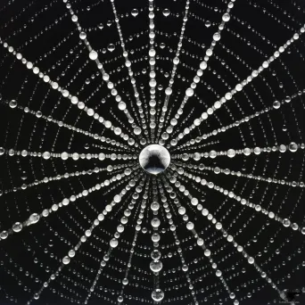 Spider web with dew drops close-up - Image 1